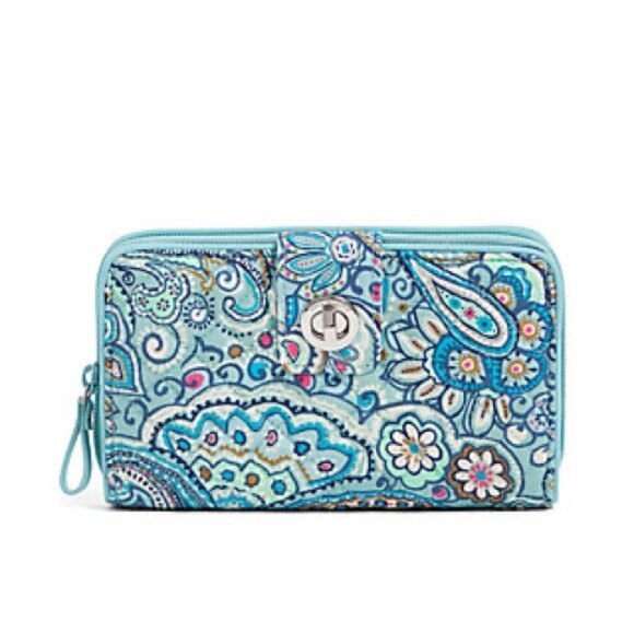 Vera Bradley | "Daisy Dot Paisley" Iconic RFID Turnlock Wallet - Picture 1 of 13